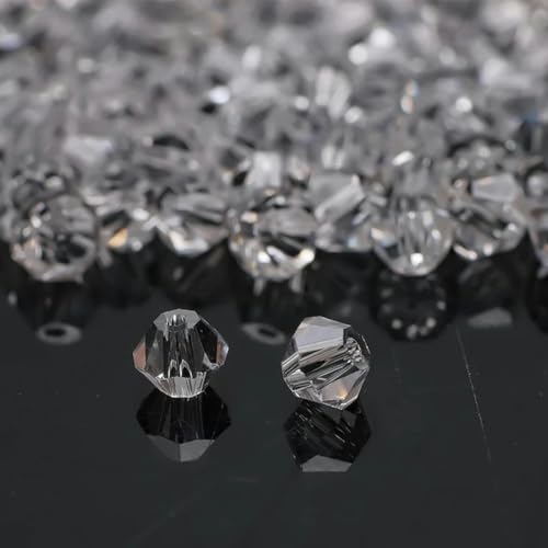 Glas-Doppelkegel-Perle, 2/3/4/6/8 mm, facettierte Kristall-Abstandsperlen, lose, DIY für die Schmuckherstellung, Handarbeitszubehör, Weiß, 6 mm, 45 Stück von LEPIZ