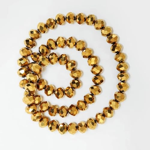 Strang bunte transparente glänzende AB Kristallglas facettierte Perlen zur Schmuckherstellung Schmuck DIY Accessorice-Gold-4x6mm-88PCS von LEPIZ
