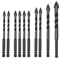 10-teiliges Hartmetall-Bohrer-Set, Dreieck-Bohrer-Set für Keramikfliesen, Glas, Sechskant-Bohrgriff, kompatibel mit elektrischen von DECDEAL