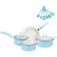 13-teiliges Antihaft-Kochgeschirr-Set, Eisentopf-Set, Eintopf, Bratpfanne, Milchtopf, Blau von LEPMERK