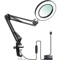 Lepmerk - Neoglint Flexible Klemm-Tischlampe mit 8-facher Lupe, Schwenkarm, dimmbare LED-Schreibtischlampe, 3 Farbmodi und 10 Helligkeitsstufen, von LEPMERK