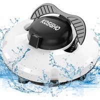 Pool-Staubsauger-Roboter, kabelloser Pool-Reiniger mit zwei Motoren, automatisches Parken für Pools mit flachem Boden, EU-Stecker, weiß von DECDEAL