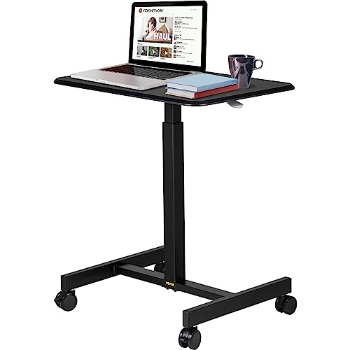 LEPREM Mobiler Laptop-Schreibtisch, höhenverstellbar, for Stehen oder Sitzen, rollende Werkbank, Lenkrollen, Computertisch for das Heimbüro Breites Anwendungsspektrum(Color:Noir) von LEPREM