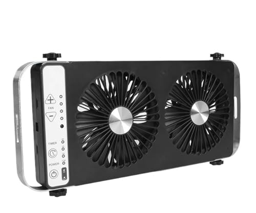 Leiser Dachventilator 12 V, Abwärmeableitung, doppelter umkehrbarer Dachfensterventilator mit 4 Geschwindigkeitseinstellungen for Wohnmobile(Noir) von LEPREM