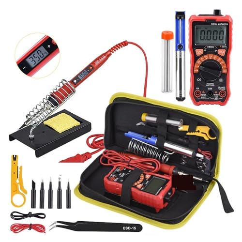 Lötkolben-Kits, 80-W-Digitalmultimeter mit einstellbarer Temperatur und automatischer Bereichswahl, LCD-Lötkolbenspitzen, Schweiß-Nacharbeitswerkzeuge(DM02 Multimeter) von LEPREM