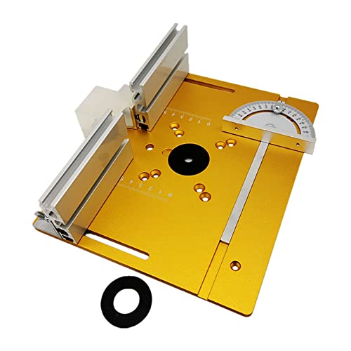 Upgrade-Aluminium-Frästisch-Einsatzplatte mit Gehrungslehre und Zapfenlehre und Zaun for Workbenches Holz-Fräser-Trimmer(3P - Gold) von LEPREM