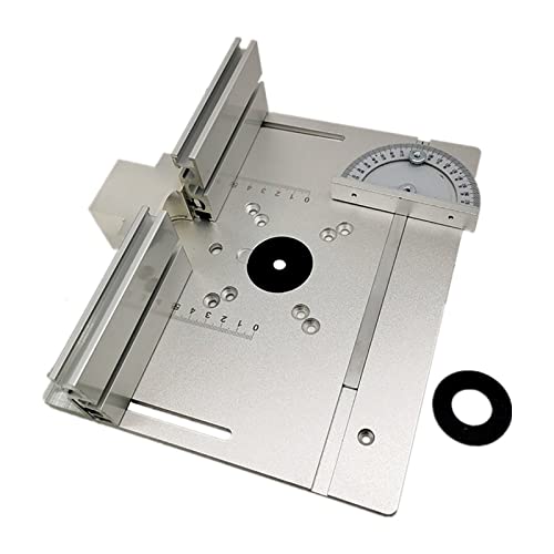 Upgrade-Aluminium-Frästisch-Einsatzplatte mit Gehrungslehre und Zapfenlehre und Zaun for Workbenches Holz-Fräser-Trimmer(3P - Silver) von LEPREM