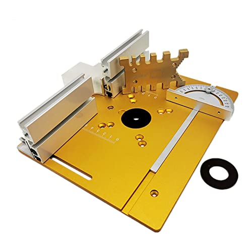 Upgrade-Aluminium-Frästisch-Einsatzplatte mit Gehrungslehre und Zapfenlehre und Zaun for Workbenches Holz-Fräser-Trimmer(4P- Gold) von LEPREM