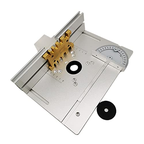 Upgrade-Aluminium-Frästisch-Einsatzplatte mit Gehrungslehre und Zapfenlehre und Zaun for Workbenches Holz-Fräser-Trimmer(4P- Silver) von LEPREM