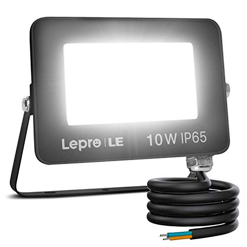 Lepro 10W LED Strahler Außen, LED Strahler 850LM Superhell Außenstrahler IP65 Wasserdicht LED Fluter 5000K Kaltweiß Scheinwerfer Flutlicht, Außenlampe für Garten, Innenhöfe, Garage, Hotel, Sportplatz von Lepro