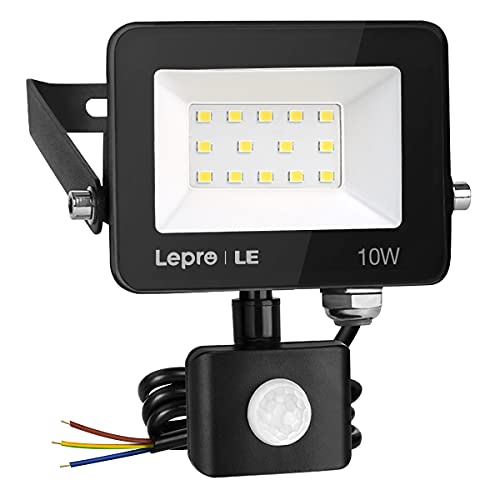 Lepro 10W LED Strahler mit Bewegungsmelder Außen, 850LM Außenstrahler 5000K Kaltweiß Superhell Scheinwerfer, Ideale Aussenleuchte für Garten, Innenhöfe, Garage, Haus, Hotel von Lepro