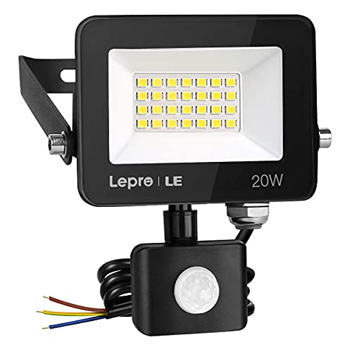 Lepro 20W LED Strahler mit Bewegungsmelder Außen, 1700LM Außenstrahler 5000K Kaltweiß Superhell Scheinwerfer, IP65 Wasserdicht Fluter, Ideale Aussenleuchte für Garten, Innenhöfe, Garage, Haus, Hotel von Lepro