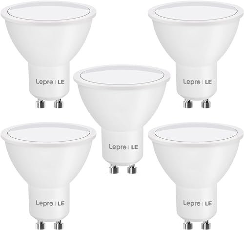 Lepro GU10 LED Kaltweiss, 4W 345 Lumen LED GU10 Kaltweiß, Leuchtmittel 5000 Kelvin Kaltweiss, LED Lampe GU10 Nicht Dimmbar, 5er Pack von Lepro