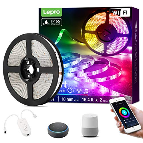 Lepro Smart LED Strip 5M Outdoor, RGB Dimmbar 150 LEDs, Smart LED Streifen Wifi, Wlan LED Band IP65 Wasserdicht, Superhell Selbstklebend Lichtband, Lichterkette Kompatibel mit Alexa, Google Home von Lepro