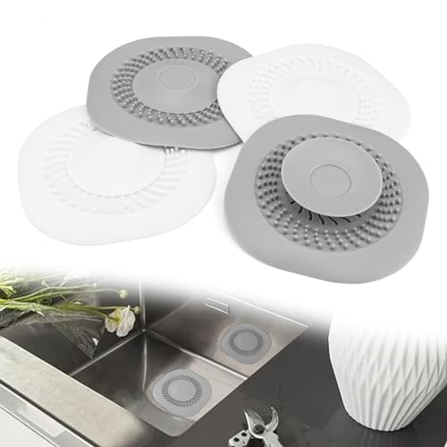Abflusssieb Silikon, LERANXIN 4 Stück Doppelte Filterung Haarsieb Dusche Pressedesign, Wirbeldesign Anti-Rutsch Stöpsel Badewanne, Geeignet für Küchenspüle, Waschbecken, Badewanne von LERANXIN