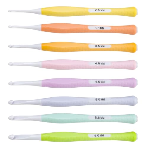 LERANXIN 8 Stück Häkelnadeln Set, Ergonomisches Häkelnadel Set mit Silikongriff, 2,5 bis 6 mm Häkelnadel, für Häkelprojekte und Heimwerken LERANXIN 8 Stück Häkelnadeln Set, Ergonomisches Häkelnadel Set mit Silikongriff, 2,5 bis 6 mm Häkelnadel, für Häkelprojekte und Heimwerken von LERANXIN