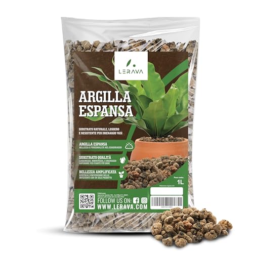 LERAVA® Blähton für Pflanzen - 1L - Natürliches, leichtes und widerstandsfähiges Tongranulat für Pflanzen - Ideale Drainage für Zimmerpflanzen in Blumentöpfe und große Töpfe - 100% Made in Italy von LERAVA