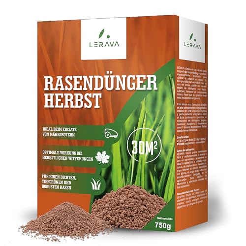 LERAVA® Herbstdünger rasen [LANGZEITDÜNGER] - 3 Monate Wirkung - Herbstrasendünger zur Winterstärkung - Kalium dünger -Rasendünger herbst zur Regeneration nach dem Sommer - Herbst rasendünger 30m² von LERAVA