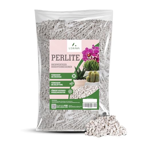 LERAVA® Perlite für Pflanzen [Bio] - 10L - Optimale Blumenerde Beimischung, Natürlich & Atmungsaktiv - Effektiver Nährstoff- & Wasserspeicher - Ideal für Garten & Zimmerpflanzen - Perlit für Pflanzen von LERAVA