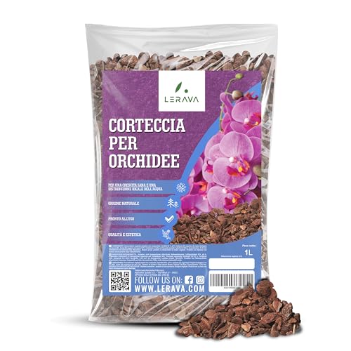 LERAVA® Rinde für Orchideen [Made in Italy] - 1L - Für gesundes Wachstum, Pinienrinde und Tongranulat für eine ideale Wasser- und Nährstoffverteilung - 100% Made in Italy von LERAVA