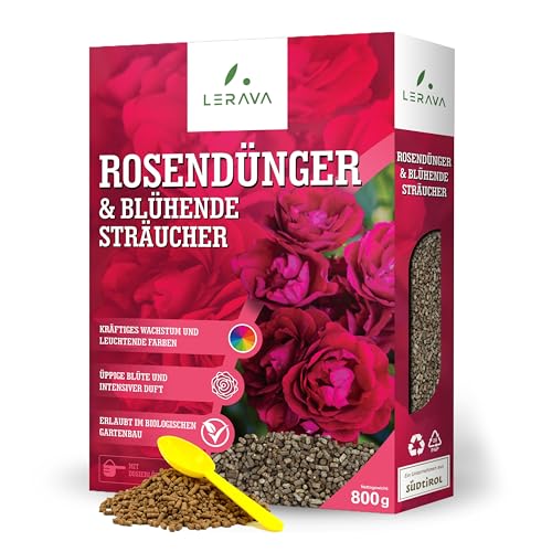 LERAVA® Rosendünger BIO - Dünger für Blühende Rosen Sträucher - 2 x 800g - Förderung von Kräftigem Wachstum und Leuchtenden Farben - Langzeitdünger für Gartenrosen - Bio Qualität - 100% Made in Italy von LERAVA