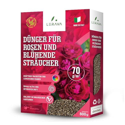 LERAVA® Rosendünger BIO und Dünger für Blühende Sträucher - 800g - Förderung von Kräftigem Wachstum und Leuchtenden Farben - Langzeitdünger für Gartenrosen - Bio Qualität 100% Made in Italy von LERAVA