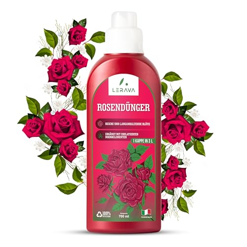 LERAVA® Rosendünger flüssig - 700ml mit Dosierkappe – Rosendünger frühjahr für eine reiche und langanhaltende Blüte - mit chelatierten spurenelemente - Flüssigdünger “Made in Italy” von LERAVA