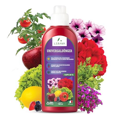 LERAVA® Universaldünger flüssig - 700ml mit Dosierkappe - Zimmer- & Grünpflanzendünger für Garten und Balkon – Verbessertes Wachstum mit chelatierten Spurenelemente - Gemüsedünger “Made in Italy” von LERAVA