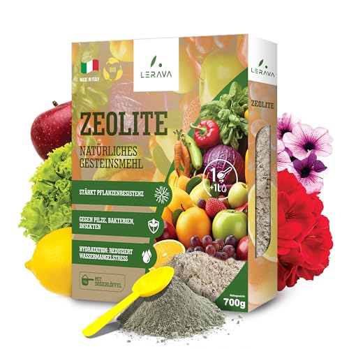 LERAVA® - Zeolith Pulver für Pflanzen - [Natürlicher Pflanzenschutz] - 700g - Stärkt Bodenstruktur, Fördert Pflanzengesundheit- Verbessert Photosynthese & Widerstandsfähigkeit - Zeolith Klinoptilolith von LERAVA