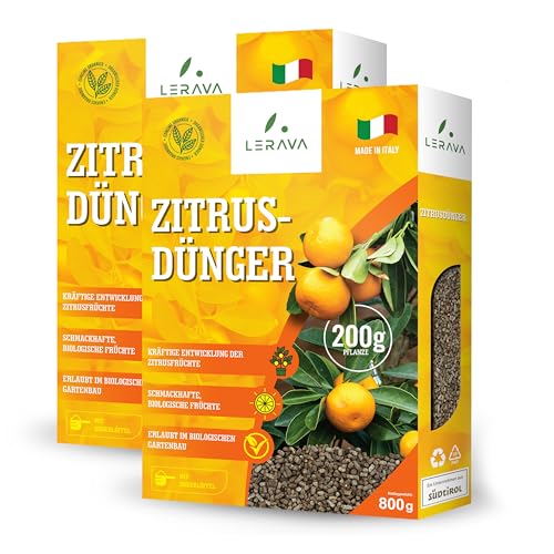 LERAVA® Zitrusdünger für alle Zitruspflanzen [Bio] - (2x800g) - Biologischer Zitruspflanzendünger - Citrus dünger für Zitronenbaum, Orangen, Limetten, Olivenbaum, Kumquat und mediterrane Pflanzen von LERAVA