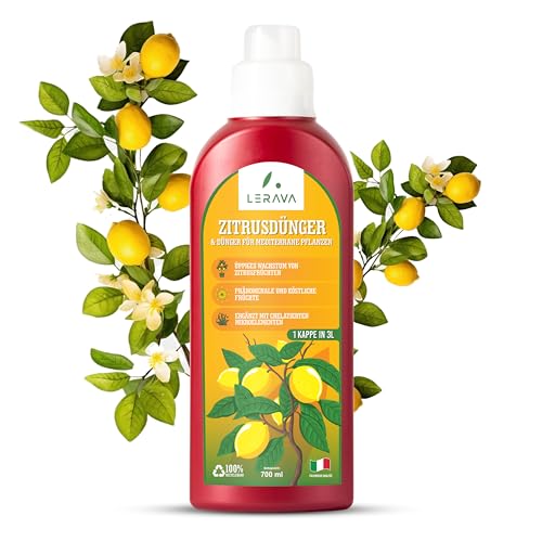 LERAVA® zitrusdünger flüssig - 700ml mit Dosierkappe - zitruspflanzendünger für üppiges Wachstum mit gesunden, saftigen Früchten - mit chelatierten Spurenelemente - Flüssigdünger “Made in Italy” von LERAVA