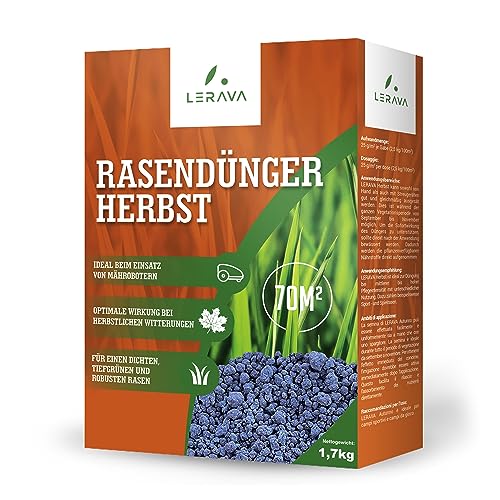 LERAVA HERBST Herbstrasendünger - 3 Monate Langzeitwirkung - Kalium Dünger mit viel Magnesium - für einen dichten, tiefgrünen und robusten Rasen - maximale Winterhärte und schnelle Regeneration - 70m² von LERAVA