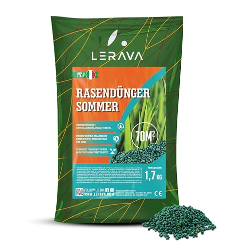 LERAVA Rasendünger Sommer - Langzeitdünger - wassersparender Anti-Stress-Rasendünger für heiße Sommertage - Ideal beim Einsatz von Mährobotern - 70m² LERAVA Rasendünger Sommer - Langzeitdünger - wassersparender Anti-Stress-Rasendünger für heiße Sommertage - Ideal beim Einsatz von Mährobotern - 70m² von LERAVA