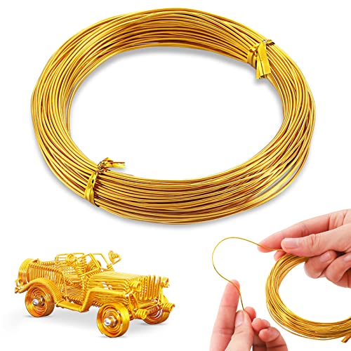 LEREATI Basteldraht 3mm Gold 10m, Schmuckdraht Wickeldraht Bindedraht Aluminiumdraht Blumendraht Gartendraht, Draht zum Basteln für Schmuckhandwerk, Pflanzen, Modellieren, Skulpturen von LEREATI