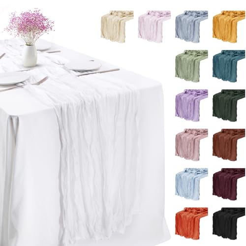LEREATI Käsetuch Tischläufer Weiß 90 x 180cm Chiffon Tischläufer Musselin Tischdecke Modern Abwaschbar Boho Tischläufer für Geburtstag, Hochzeit, Frühling, Küche Tischdeko LEREATI Käsetuch Tischläufer Weiß 90 x 180cm Chiffon Tischläufer Musselin Tischdecke Modern Abwaschbar Boho Tischläufer für Geburtstag, Hochzeit, Frühling, Küche Tischdeko von LEREATI