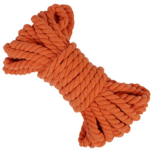 LEREATI Makramee Garn 10mm x 10m Baumwollseil Dicke Baumwollkordel Baumwollgarn, Macrame Cord Geflochten für DIY Handwerk, Basteln, Makramee Wandbehang, Vorhang, Hängepflanze (Orange) von LEREATI