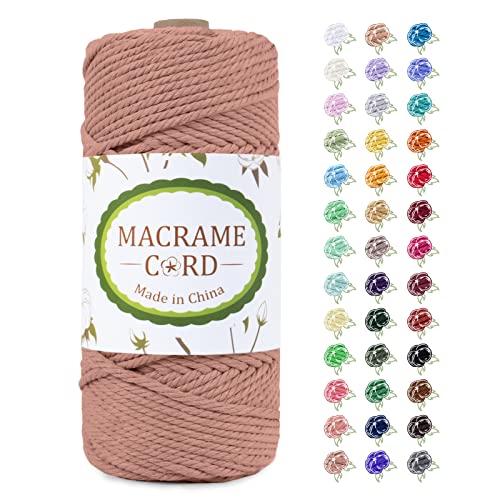 LEREATI Makramee Garn 4mm x 100m, Natur Baumwollkordel Baumwollgarn Farbig Baumwollseil Baumwollschnur, Macrame Cord 4mm für DIY Basteln Geflochten Wandbehang Vorhang Hängepflanze (Ziegelrot) von LEREATI