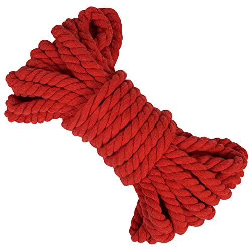 LEREATI Makramee Garn 8mm x 10m Baumwollseil Dicke Baumwollkordel Baumwollgarn, Macrame Cord Geflochten für DIY Handwerk, Basteln, Makramee Wandbehang, Vorhang, Hängepflanze (Rot) von LEREATI