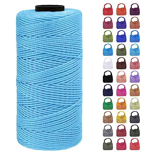 LEREATI Makramee Garn Geflochten 1.5mm x 200m Bunt Schnur für Armbänder Faden Zum Perlen Auffädeln, Macrame Cord 1.5mm für Basteln, Knüpfen, Dekoration, Borsa Crossbody (Aquablau) von LEREATI