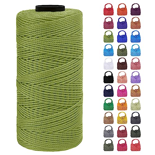 LEREATI Makramee Garn Geflochten 1.5mm x 200m Bunt Schnur für Armbänder Faden Zum Perlen Auffädeln, Macrame Cord 1.5mm für Basteln, Knüpfen, Dekoration, Borsa Crossbody (Armeegrün) von LEREATI