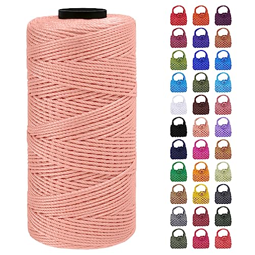 LEREATI Makramee Garn Geflochten 1.5mm x 200m Bunt Schnur für Armbänder Faden Zum Perlen Auffädeln, Macrame Cord 1.5mm für Basteln, Knüpfen, Dekoration, Borsa Crossbody (Chrysantheme rosa) von LEREATI