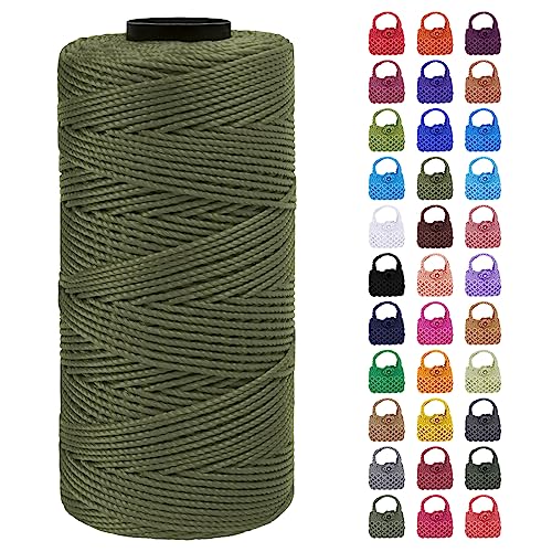 LEREATI Makramee Garn Geflochten 1.5mm x 200m Bunt Schnur für Armbänder Faden Zum Perlen Auffädeln, Macrame Cord 1.5mm für Basteln, Knüpfen, Dekoration, Borsa Crossbody (Dunkles Armeegrün) von LEREATI