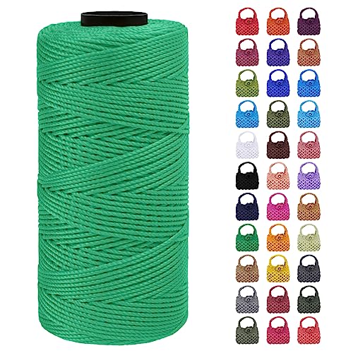 LEREATI Makramee Garn Geflochten 1.5mm x 200m Bunt Schnur für Armbänder Faden Zum Perlen Auffädeln, Macrame Cord 1.5mm für Basteln, Knüpfen, Dekoration, Borsa Crossbody (Fruchtgrün) von LEREATI