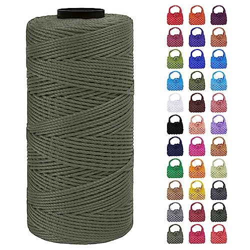 LEREATI Makramee Garn Geflochten 1.5mm x 200m Bunt Schnur für Armbänder Faden Zum Perlen Auffädeln, Macrame Cord 1.5mm für Basteln, Knüpfen, Dekoration, Borsa Crossbody (Graugrün) von LEREATI