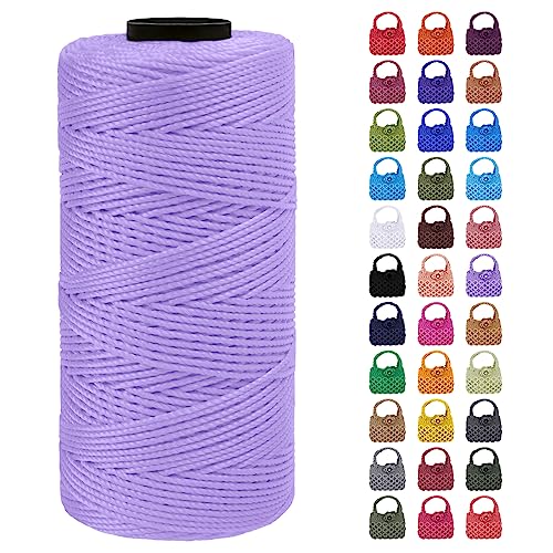 LEREATI Makramee Garn Geflochten 1.5mm x 200m Bunt Schnur für Armbänder Faden Zum Perlen Auffädeln, Macrame Cord 1.5mm für Basteln, Knüpfen, Dekoration, Borsa Crossbody (Helles Violett) von LEREATI