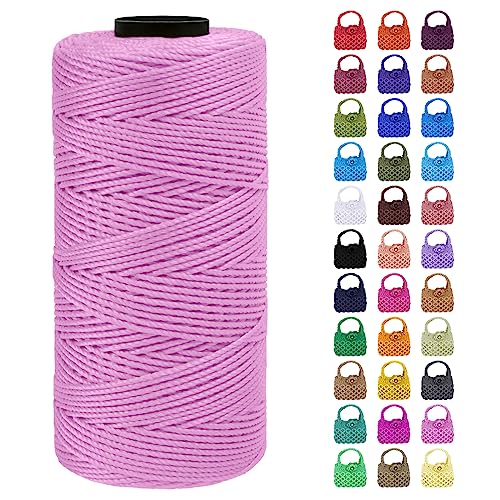 LEREATI Makramee Garn Geflochten 1.5mm x 200m Bunt Schnur für Armbänder Faden Zum Perlen Auffädeln, Macrame Cord 1.5mm für Basteln, Knüpfen, Dekoration, Borsa Crossbody (Hellrosa) von LEREATI