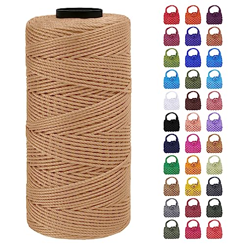 LEREATI Makramee Garn Geflochten 1.5mm x 200m Bunt Schnur für Armbänder Faden Zum Perlen Auffädeln, Macrame Cord 1.5mm für Basteln, Knüpfen, Dekoration, Borsa Crossbody (Khaki) von LEREATI