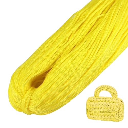 LEREATI Polyester Garn, Makramee Garn 3mm x 200m Polyester-Seil Polypropylen-Kordel Makramee Schnur Geflochten für Handtasche, Häkeltasche, Strickwaren, Wohndekorationen (Gelb) von LEREATI