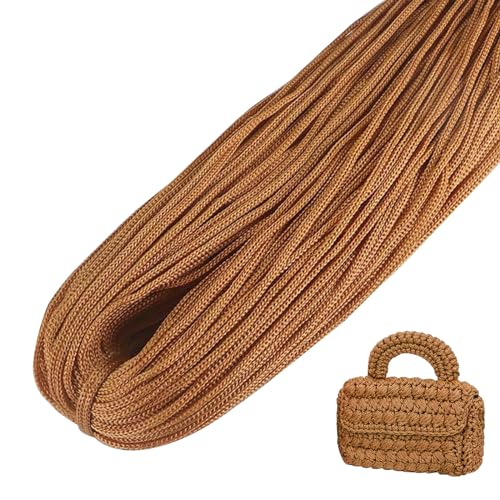 LEREATI Polyester Garn, Makramee Garn 3mm x 200m Polyester-Seil Polypropylen-Kordel Makramee Schnur Geflochten für Handtasche, Häkeltasche, Strickwaren, Wohndekorationen (Khaki) von LEREATI