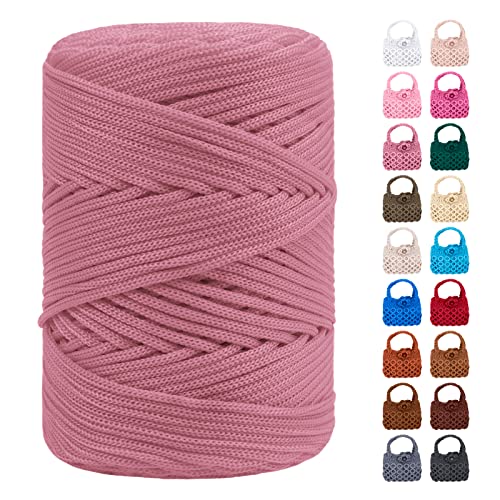 LEREATI Polyester Garn 3mm x 170m, Makramee Garn 3mm Geflochten Makramee Schnur Bunt, Macrame Cord 3mm Farbig für Geschenk, Häkeltasche, Umhängetasche, Platzteller, Wohndekorationen (Hell Bohnensand) von LEREATI